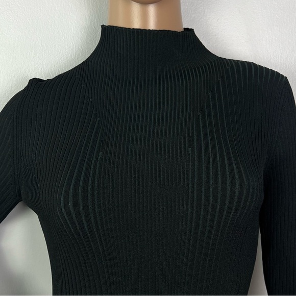 NEW AZ FACTORY BLACK RIBBED KNIT MIDI DRESS - Picture 4 of 8